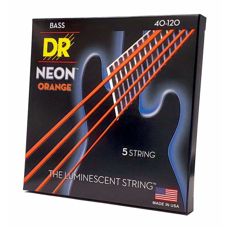 DR Hi-Def Neon Orange 5-String Bass Strings Light 40-120 with K3 Coating — view 2
