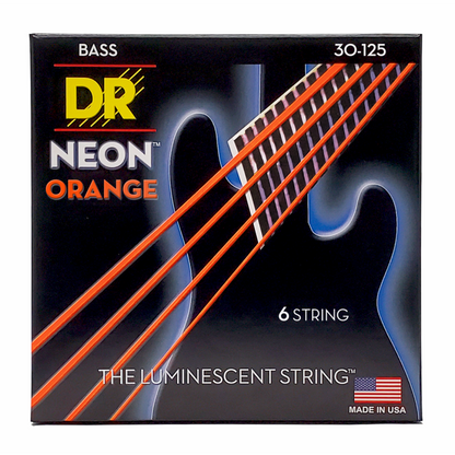 DR Hi-Def Neon Orange 6-String Bass Strings Medium 30-125 with K3 Coating