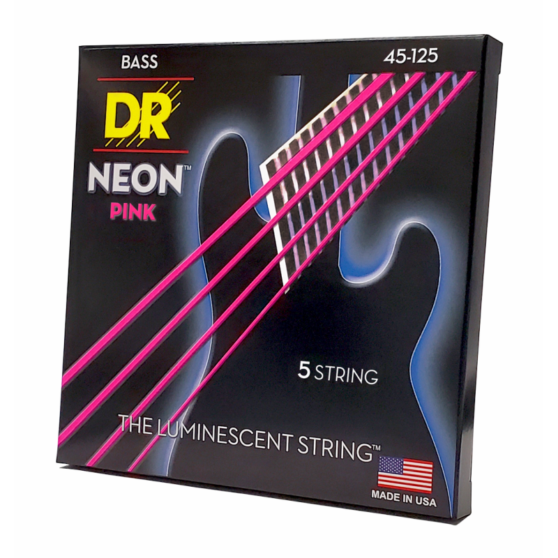 DR Hi-Def Neon Pink 5-String Bass Strings Medium 45-125 with K3 Coating — view 2