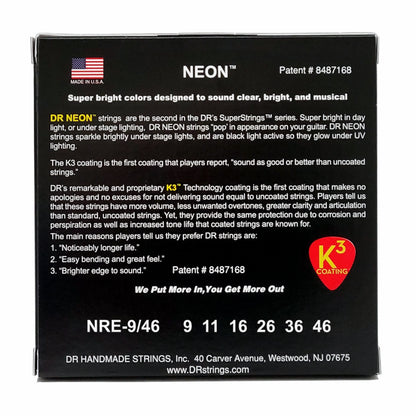 DR Hi-Def Neon Red Electric Guitar Strings 9-46 Light to Medium — view 3