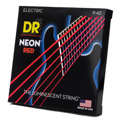 DR Hi-Def Neon Red Electric Guitar Strings Light 9-42 — view 2