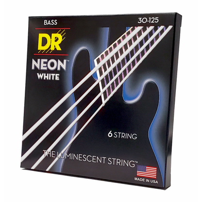 DR Hi-Def Neon White Bass Strings 6-String Medium 30-125 with K3 Coating — view 2