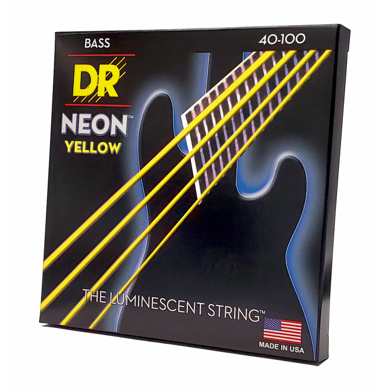 DR Hi-Def Neon Yellow Bass Strings Light 40-100 with K3 Coating — view 2