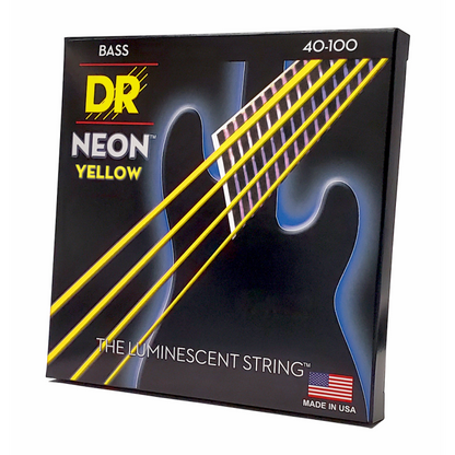 DR Hi-Def Neon Yellow Bass Strings Light 40-100 with K3 Coating — view 2