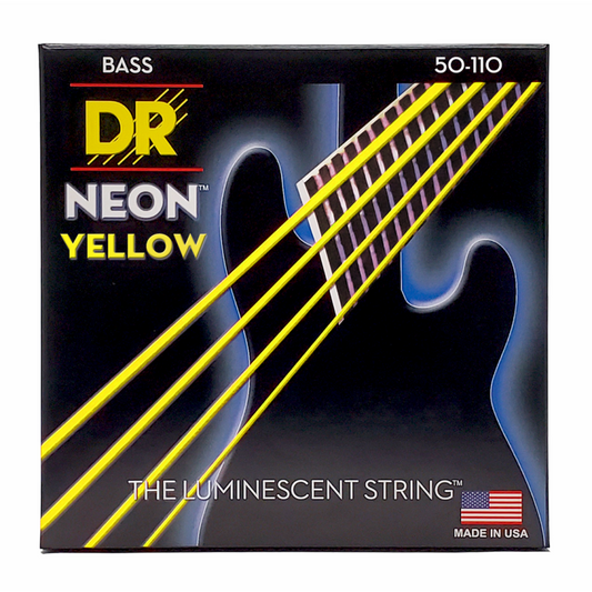DR Hi-Def Neon Yellow Bass Strings Heavy 50-110 with K3 Coating