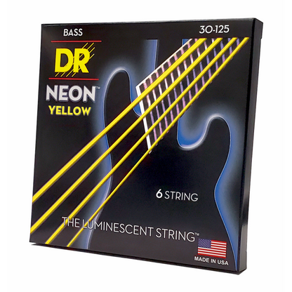 DR Hi-Def Neon Yellow Bass Strings 6-String Medium 30-125 with K3 Coating — view 2