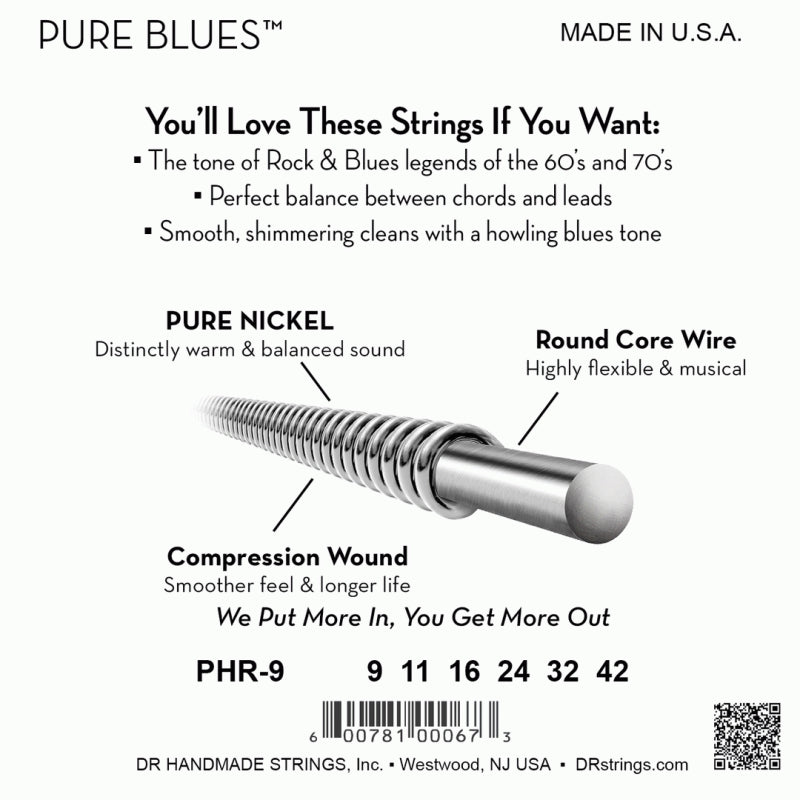 DR Pure Blues Light Nickel Electric Guitar Strings 9-42 — view 4