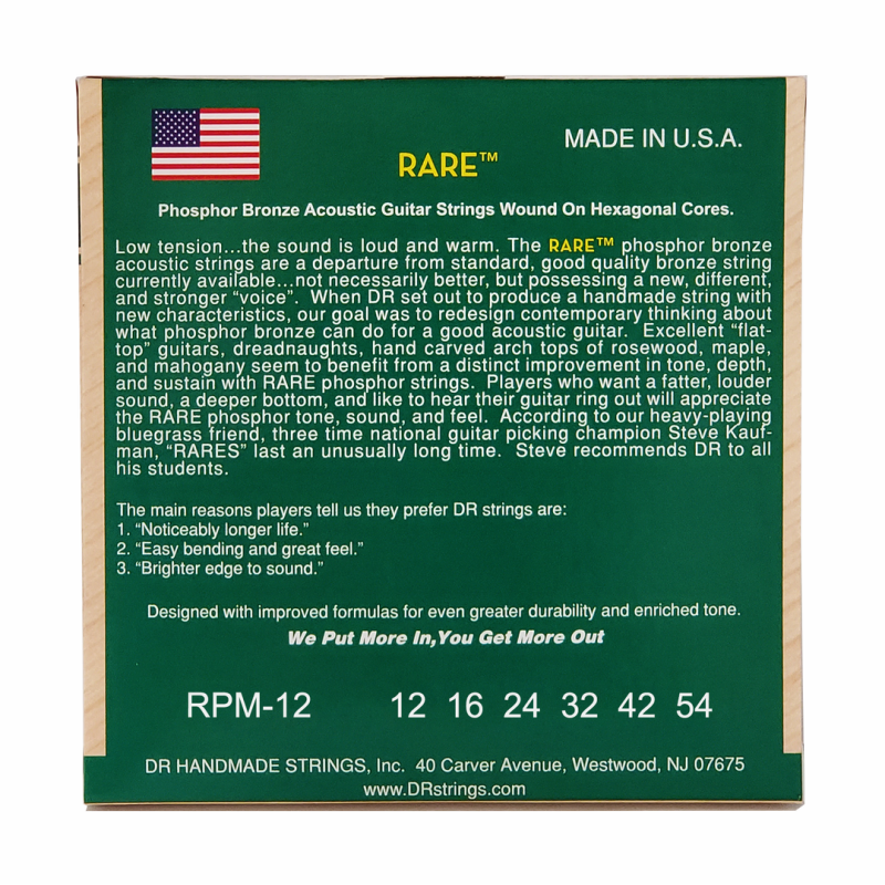 Dr Rare Phosphor Bronze Acoustic Guitar Strings Light 12-54 — view 3