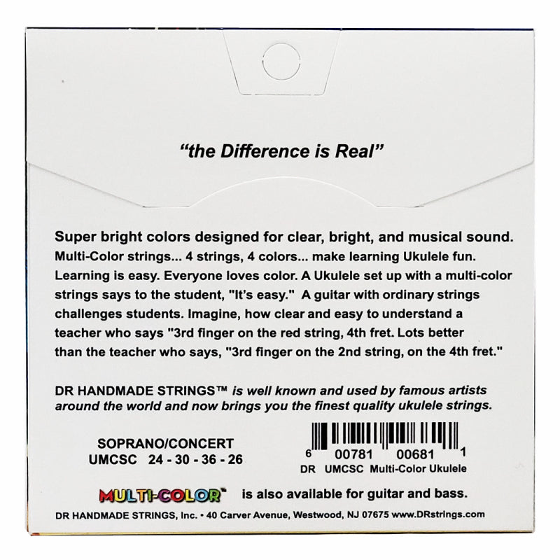 DR Multi-Color Nylon Soprano/Concert Ukulele Strings - 4 Strings, 4 Colors — view 3