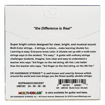 DR Multi-Color Nylon Soprano/Concert Ukulele Strings - 4 Strings, 4 Colors — view 3