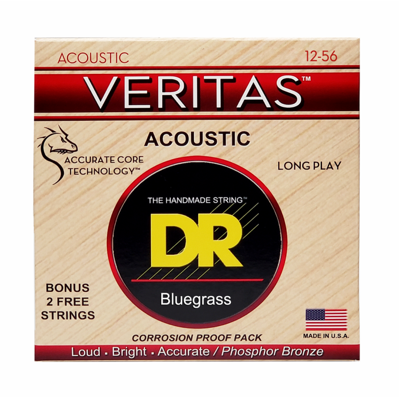 Veritas Coated Core Technology Acoustic Guitar Strings Bluegrass 12-56