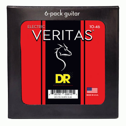 DR Veritas Uncoated Electric Guitar Strings Medium 10-46 (6 Pack)