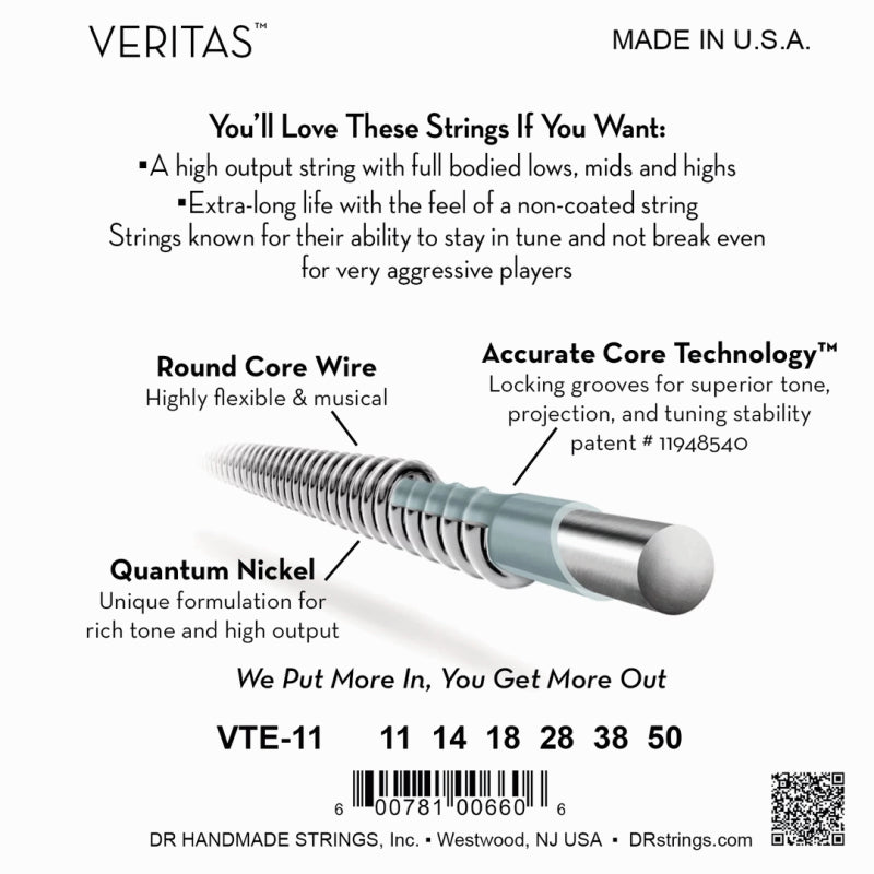 DR Veritas Coated Core Technology Electric Guitar Strings 11-50 — view 4