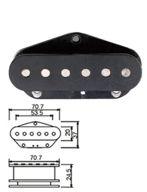 Dr Parts Tele Pickup Bridge - Ceramic Magnet, Black