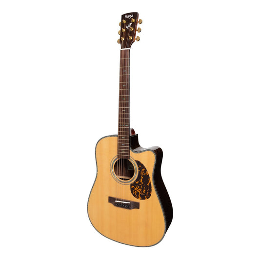 Saga DS20 Solid Spruce Top Acoustic-Electric Dreadnought Cutaway Guitar (Natural Gloss)