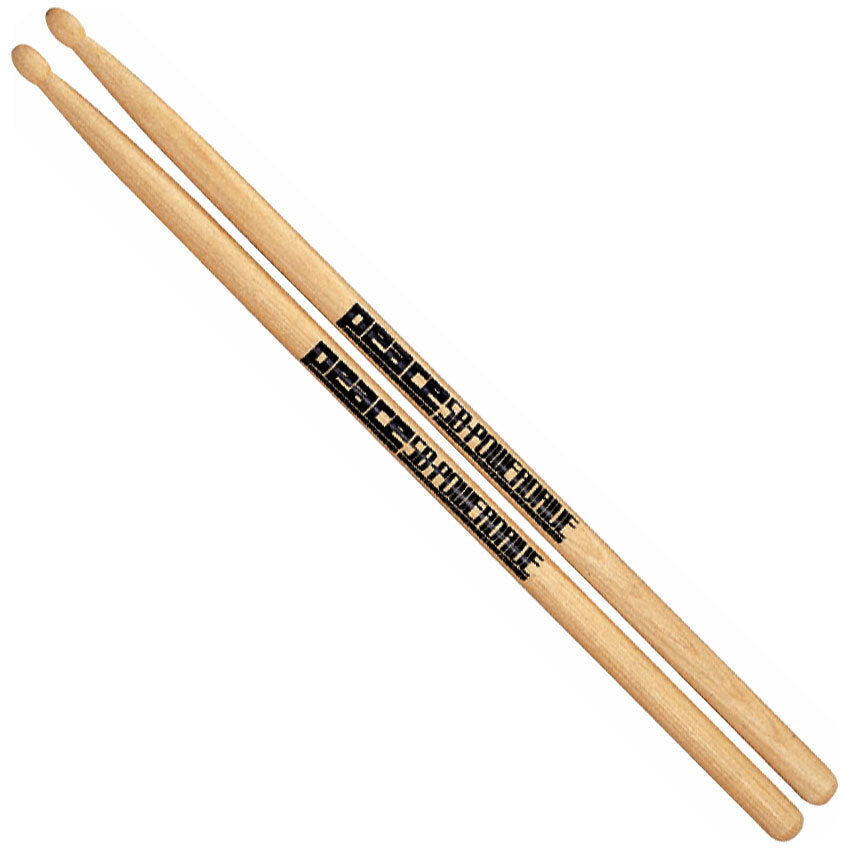 Peace Powerdrive Hickory Wood 5B Drum Sticks with Wood Tip (1-Pair)