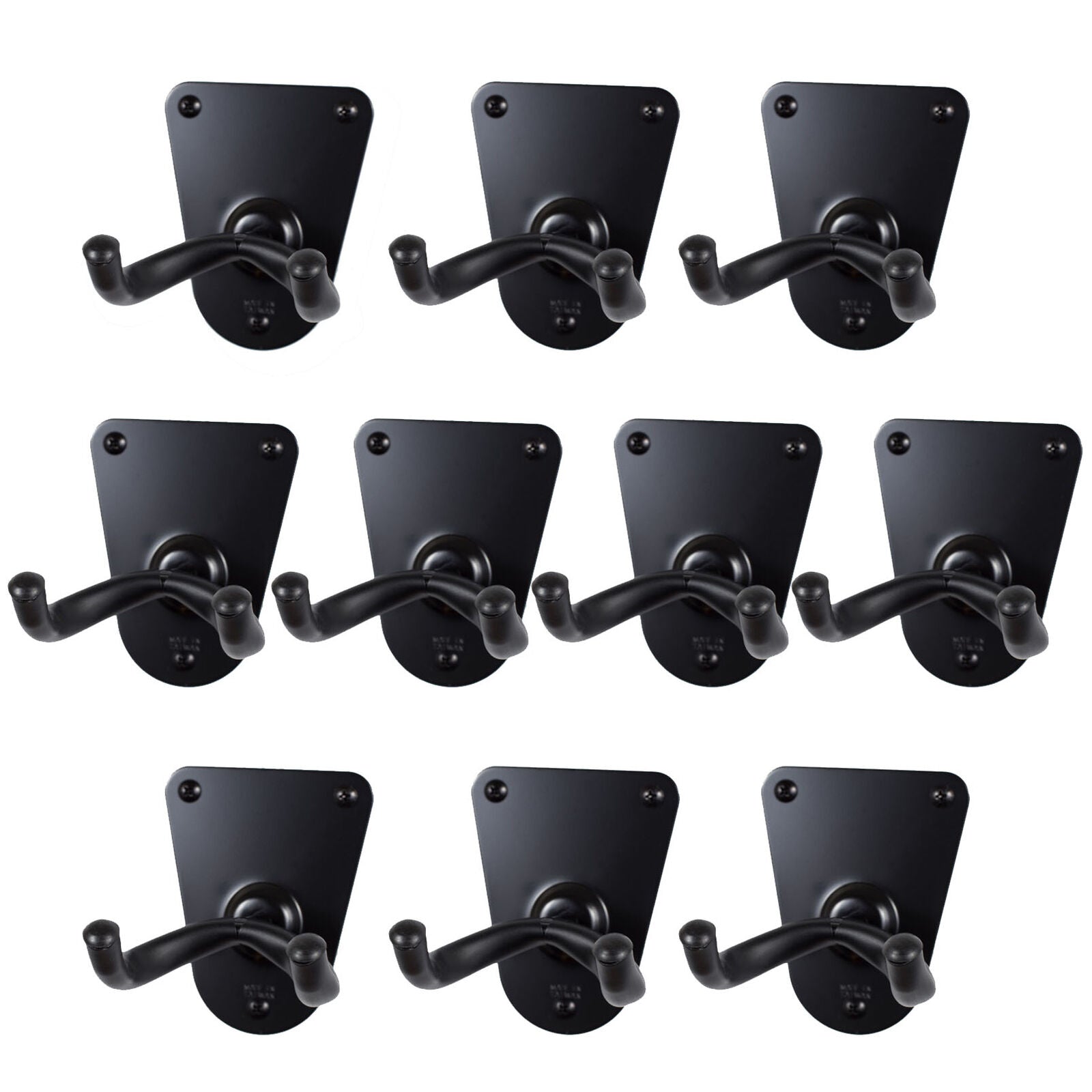 10 x CPK Guitar Wall Hangers, Screw mount flush metal base, Black Holder