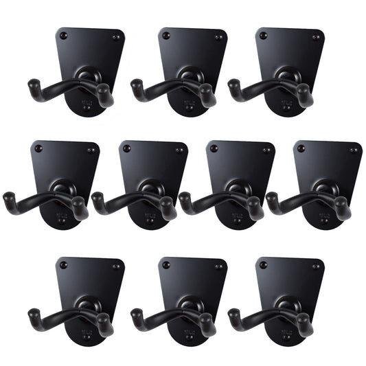 10 x CPK Guitar Wall Hangers, Screw mount flush metal base, Black Holder