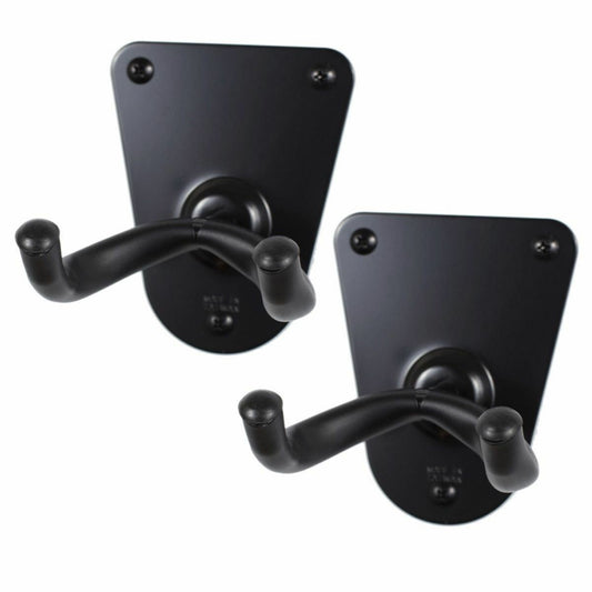 2 x CPK Guitar Wall Hangers, Screw mount flush metal base, Black Holders