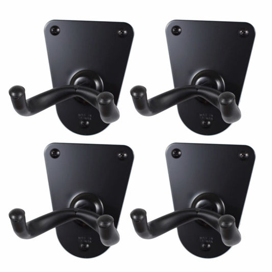 4 x CPK Guitar Wall Hangers, Screw mount flush metal base, Black Holders