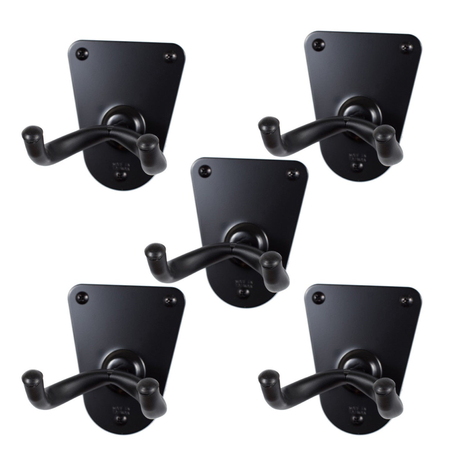 5 x CPK Guitar Wall Hangers, Screw mount flush metal base, Black Holders