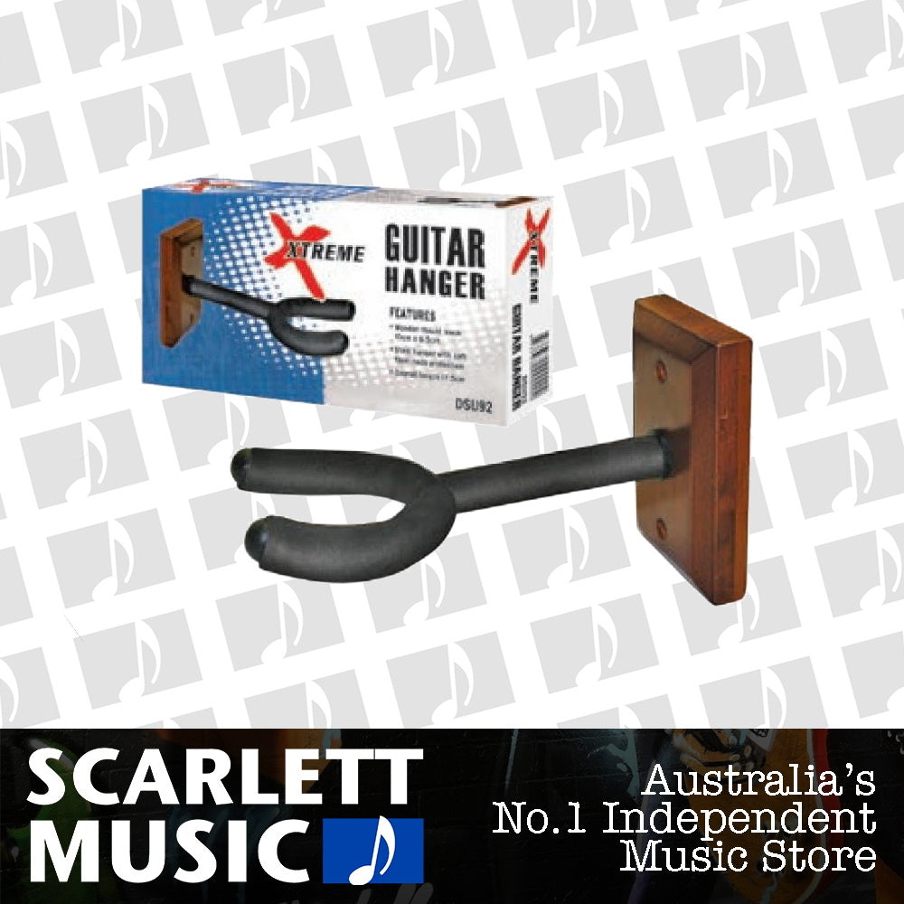 Xtreme Guitar Wall Hangers, foam padded hook, wood block mount wooden, base — view 2