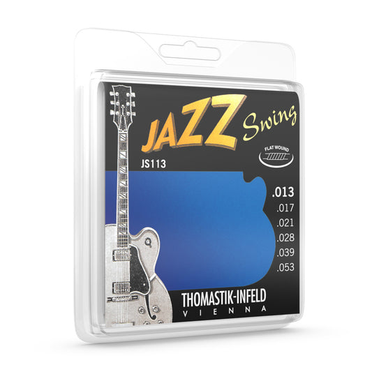 Thomastik JS113T Jazz Swing Series Flatwound Guitar String Set 13/53 with Tin Plated Trebles