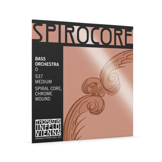 Thomastik S37 Spirocore Bass Orchestra 4/4 D String - Spiral Core, Chrome Wound, Designed for Double Bass, Long Life, Excellent Projection