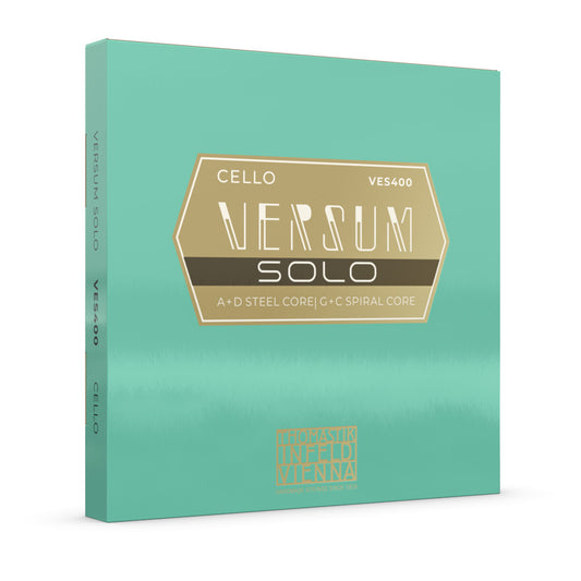 Thomastik VES400 Versum Solo Cello String Set - 4/4 Medium, Carbon Steel, Multialloy and Tungsten/Chrome Wound, Powerful Sound and Projection