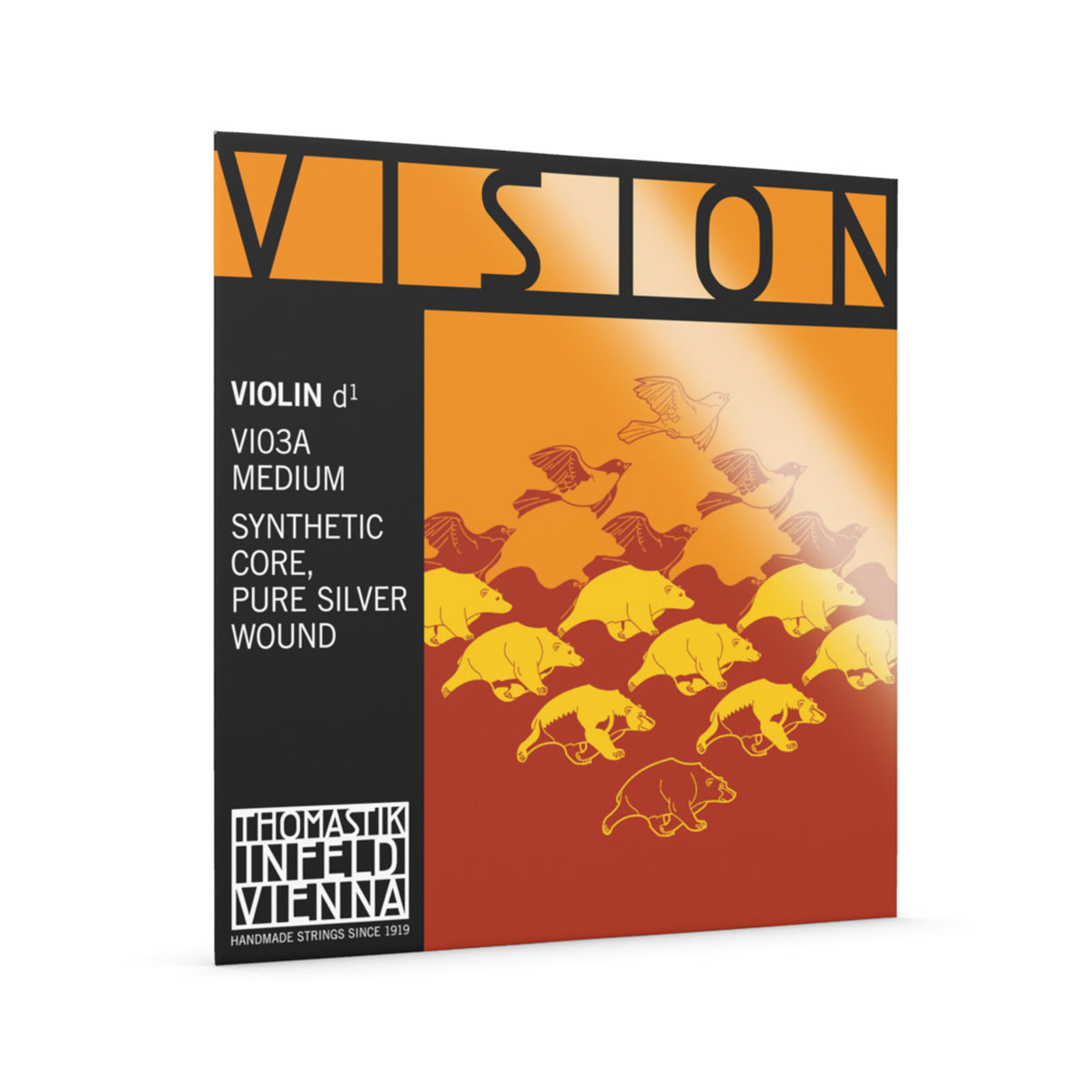 Thomastik VI03A Vision Violin 'D' Silver String - Synthetic Core, Medium Gauge, Quick Settling, Focused Tone
