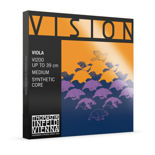 Thomastik VI200 Vision Viola 4/4 String Set - Medium, Carbon Steel, Chrome/Silver/Tungsten Wound, Excellent Tuning Stability