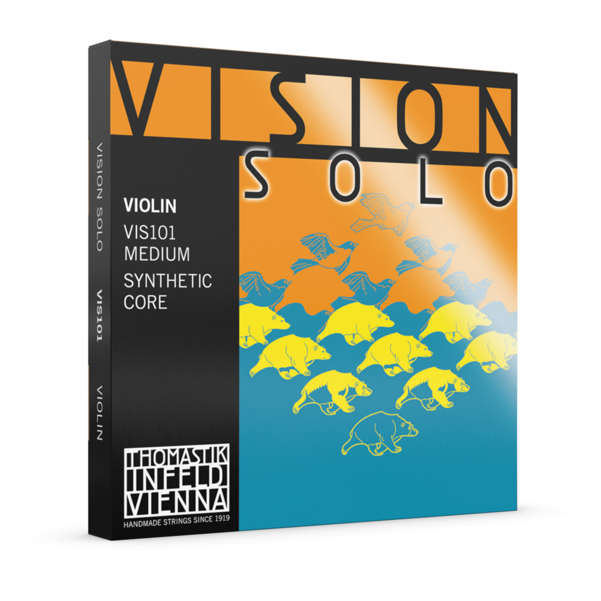 Thomastik Vision Solo Violin Strings Set, Silver Wound D, 4/4 Medium, Synthetic Core, Durable, Tuning Stability