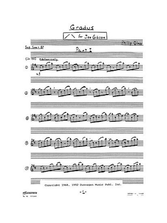 Glass - Gradus For Soprano Saxophone (Softcover Book)