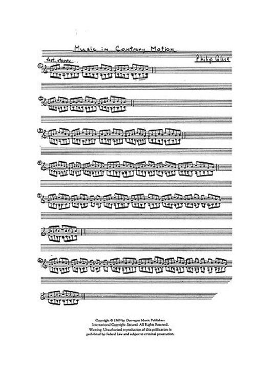 Glass - Music In Contrary Motion For Organ (Softcover Book)