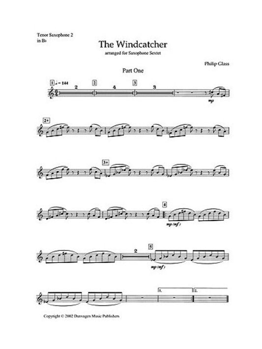 Glass - The Windcatcher Sax Sextet Parts (Set Of Parts) Book