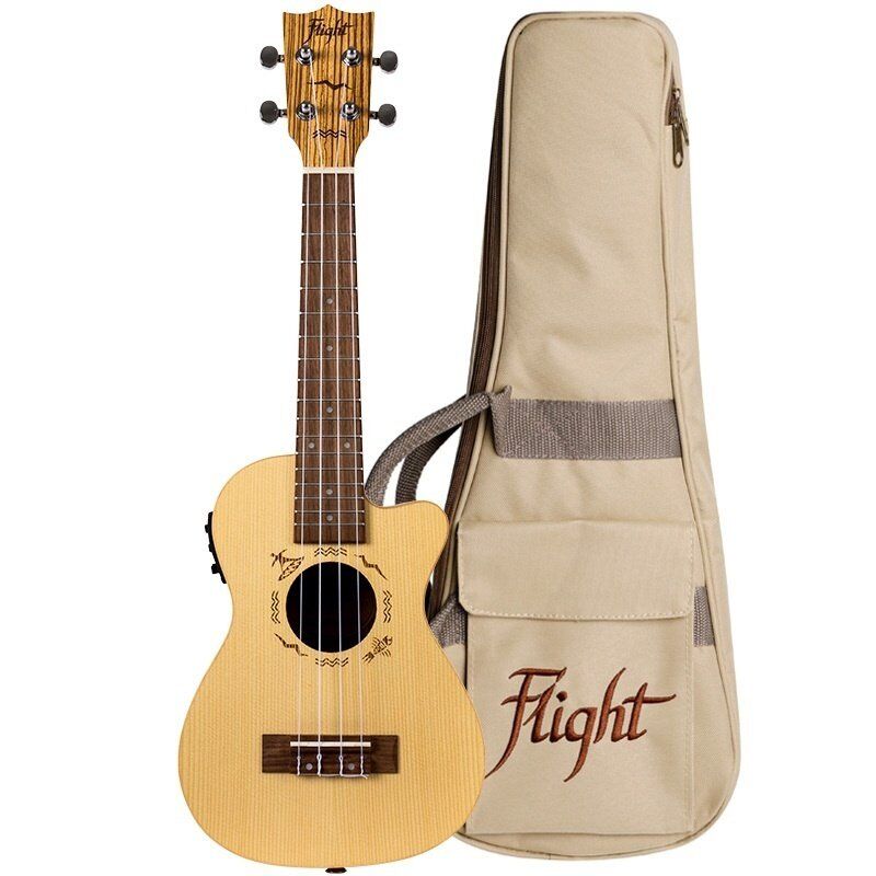 Flight DUC328 CEQ SP/ZEB Electro-Acoustic Concert Ukulele with Active Pickup and Gigbag