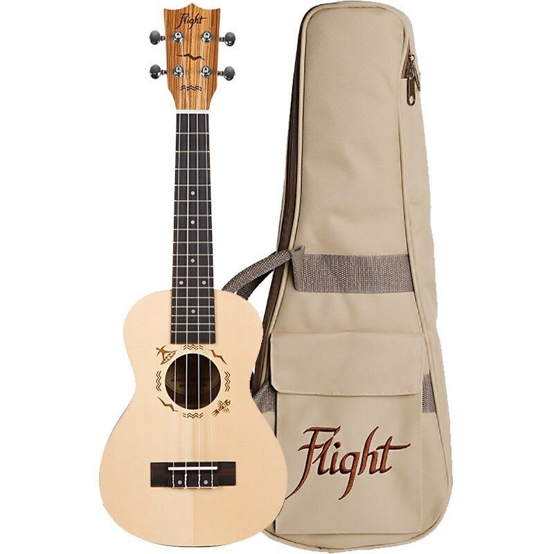 Flight DUC525 Concert Ukulele Solid Spruce/Zebrawood with Bag (Flight Designer Series)