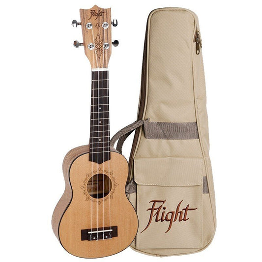 Flight DUS320 Soprano Ukulele Spruce/Zebrawood with Bag (Flight Designer Series)