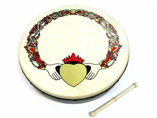 Waltons 18 Inch Claddagh Bodhran Complete with Dvd & Protective Carry Bag