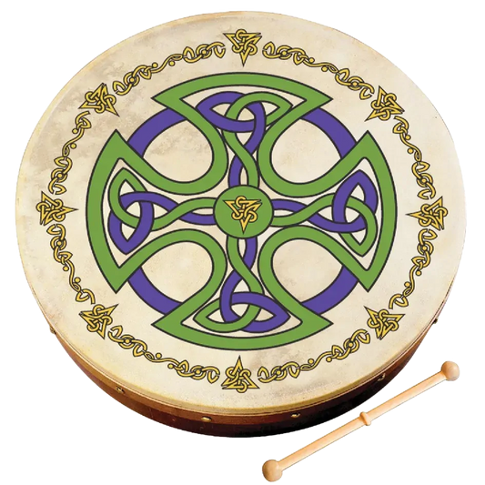 Waltons 18 Inch Bodhran Brosna Cross with Beater, DVD, and Bag