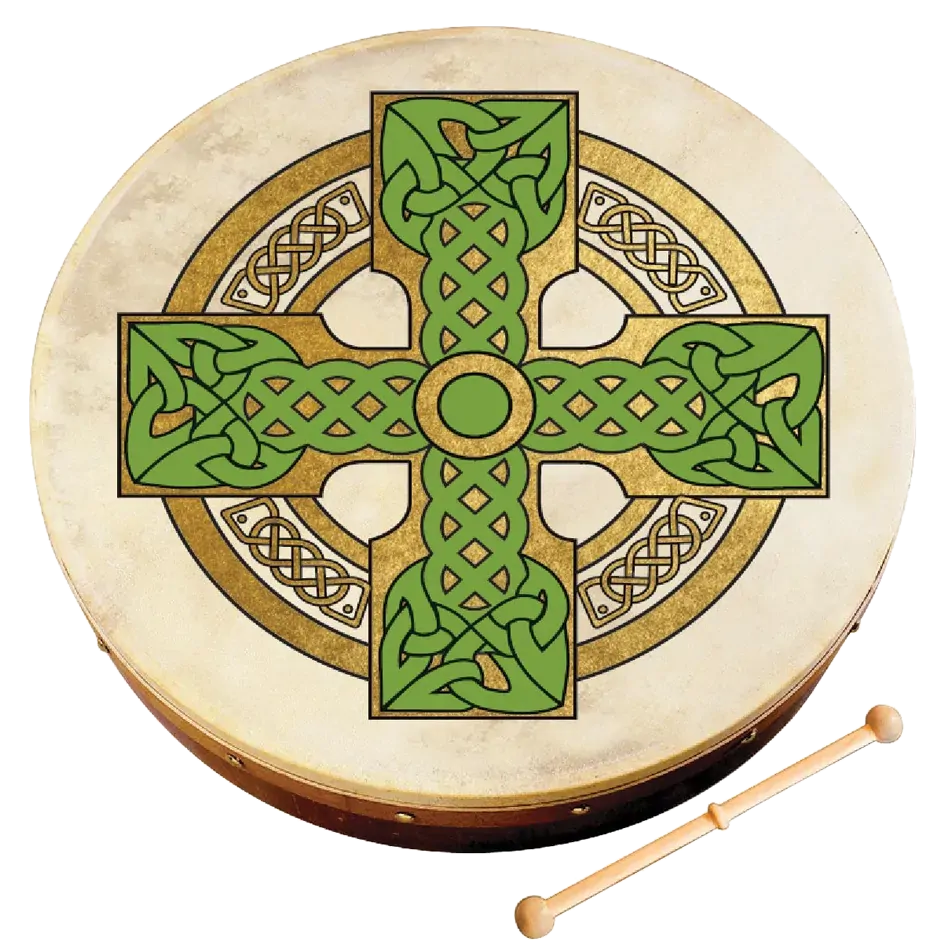 Waltons 12 Inch Bodhran Pack Cloghan Cross with Beater & DVD