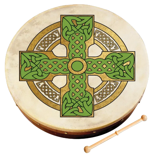 Waltons 12 Inch Bodhran Pack Cloghan Cross with Beater & DVD