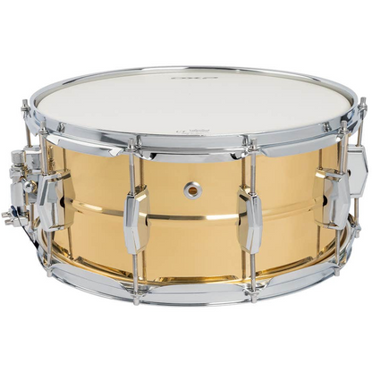 DXP 14" x 6.5" Beaded Brass Snare Drum with Chrome Lugs and Remo Heads — view 3