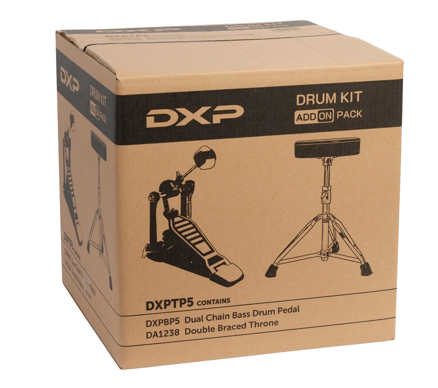 DXP DRUM KIT ADD ON PK-550 SERIES with DXPBP5 Pedal and DA1238 Stool — view 2