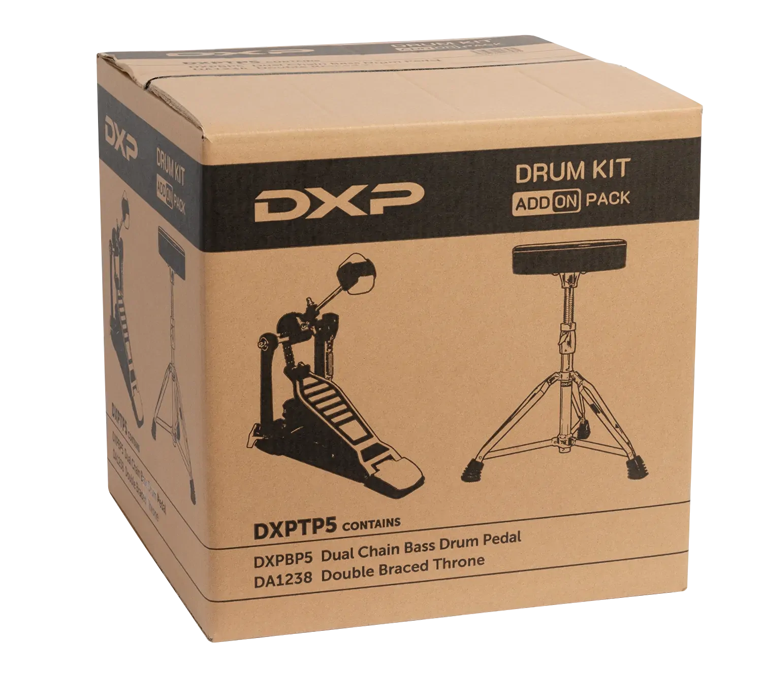 DXP DRUM KIT ADD ON PK-550 SERIES with DXPBP5 Pedal and DA1238 Stool — view 2