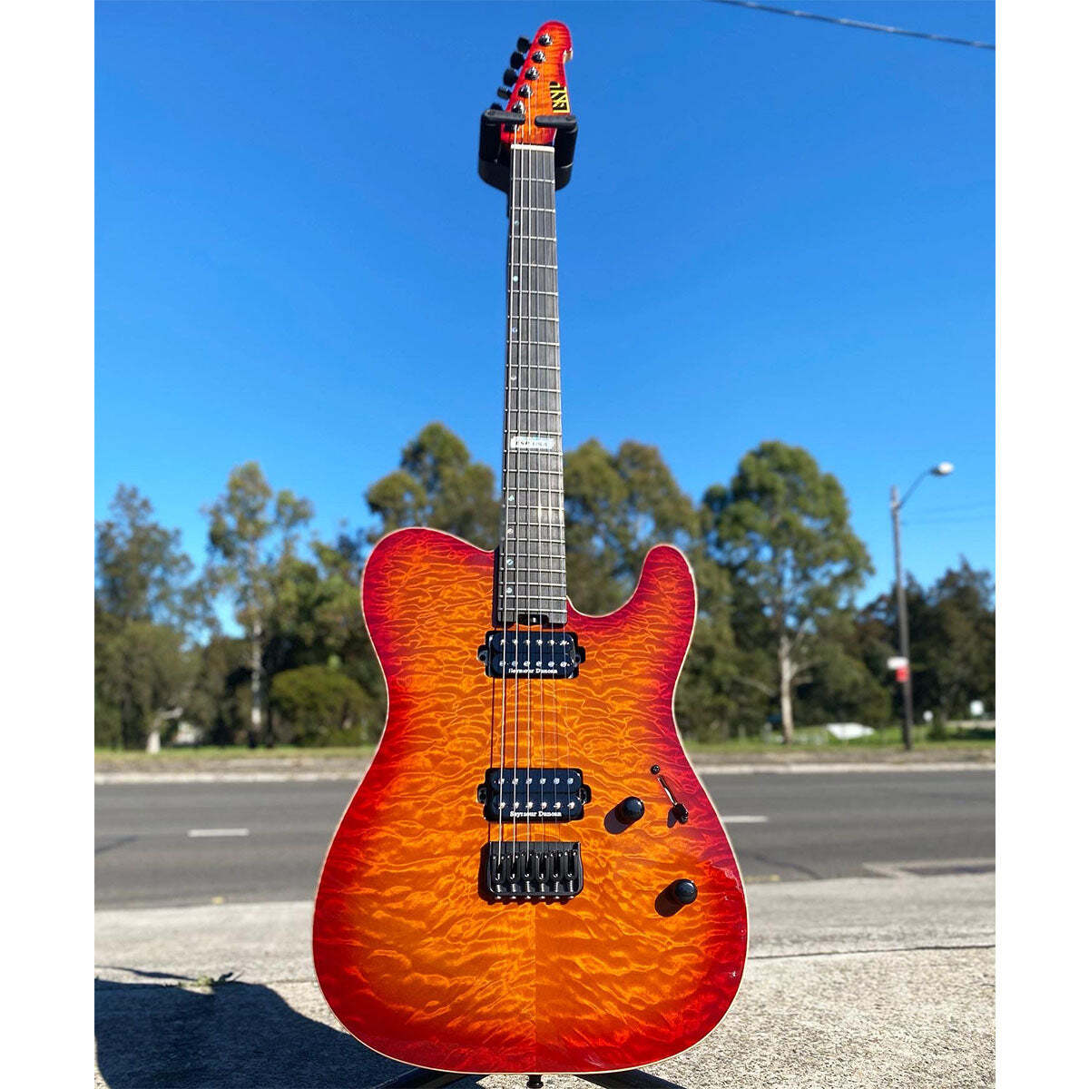 ESP USA TE-II HT Electric Guitar Quilted Maple Amber Cherry Sunburst w/ Duncans