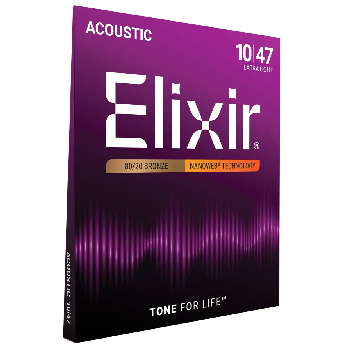 Elixir 11002 Nanoweb 80/20 Extra Light Acoustic Guitar Strings 10-47 — view 2