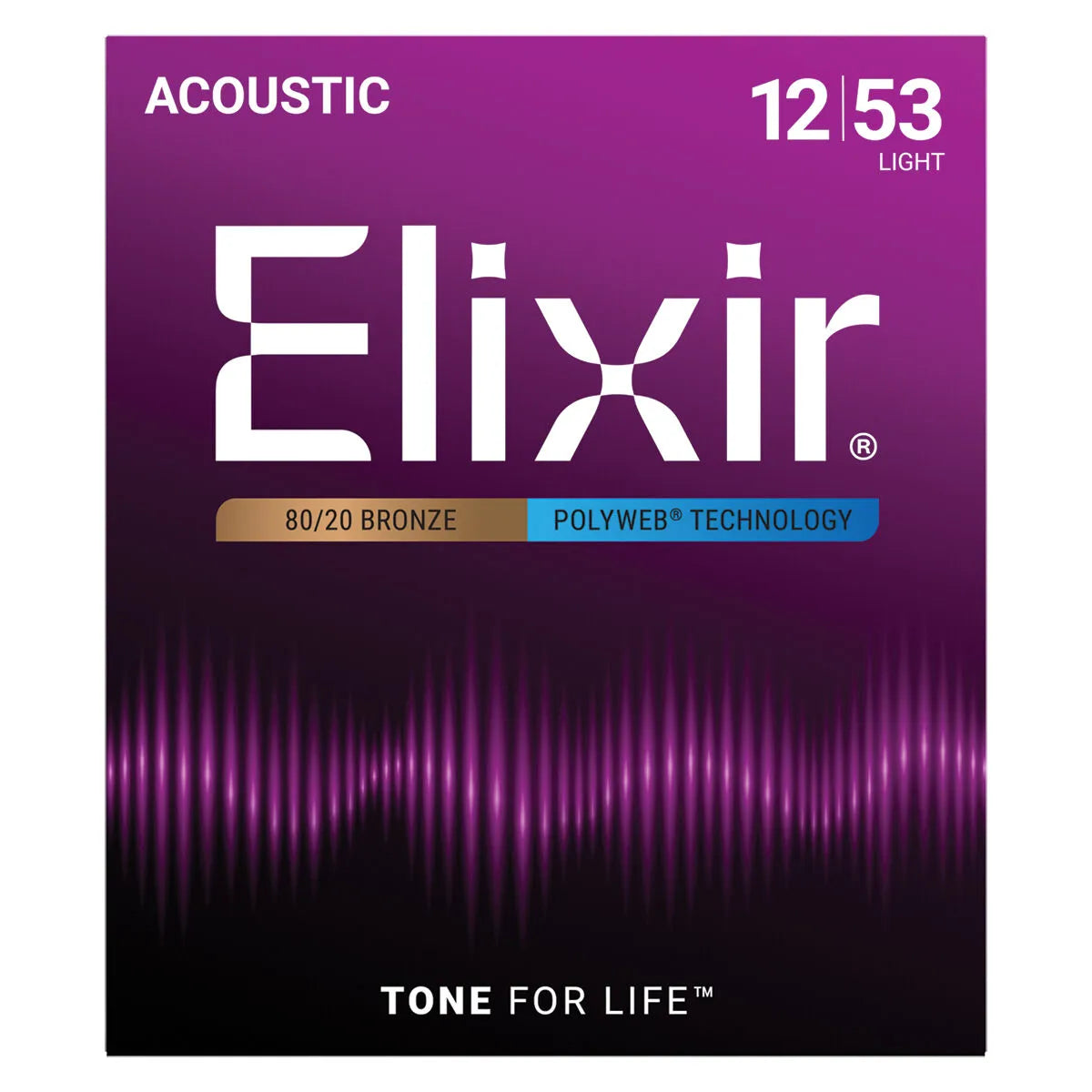 Elixir 11050 Polyweb Acoustic Guitar Strings 80/20 Bronze Light 12-53