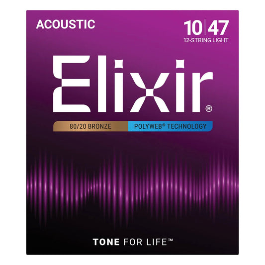 Elixir 11150 Polyweb 80/20 Acoustic Guitar Strings 12 String Light 10-47