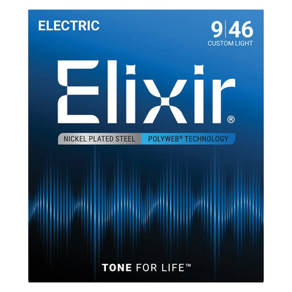 Elixir 12025 Polyweb Electric Guitar Strings Custom Light .009-.046